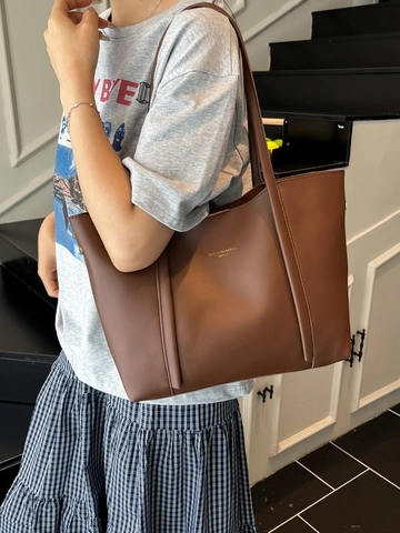 Borsa Tote in Pelle PU Alla Moda Versatile Grande Capacità Borsa a Spalla Donna Semplice Casual Pendolare Con Chiusura Magnetica