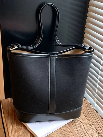 Women Retro Simple Frosted Suede Texture Bucket Bag Large Capacity PU Leather Shoulder Messenger Bag Versatile Commuter Bag