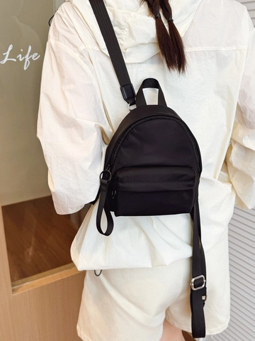Women's Mini Nylon Backpack Lightweight Casual Solid Color Travel Shoulder Bag For Outdoor Daily Use Ladies Fashion Small Bookbag