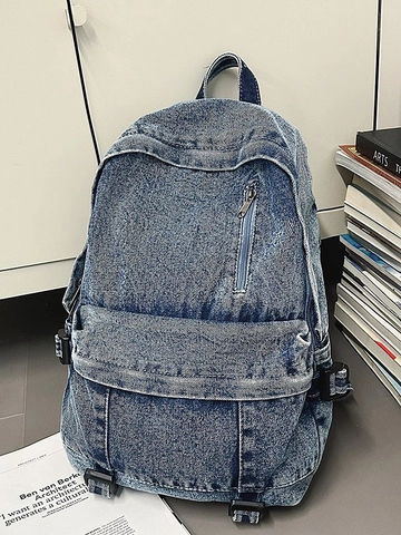 Zaino in Denim Lavato Vintage per Adolescenti Zaino da Scuola Casual di Grande Capacità Zaino in Denim per Studenti