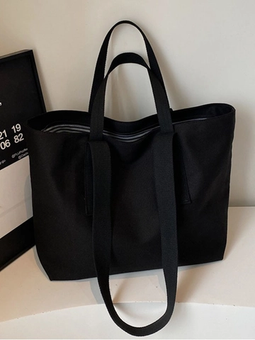 Grote Capaciteit Canvas Draagtas voor Dames Effen Kleur Casual Schoudertas Pendelaar School Shopping Handtas