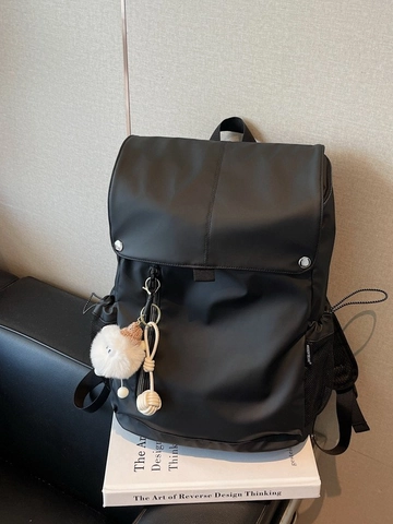 Sac à Dos en Nylon de Grande Capacité pour Femmes Mode Style Coréen Imperméable Navette Étudiant Sac d'École Avec Pendentif en Peluche