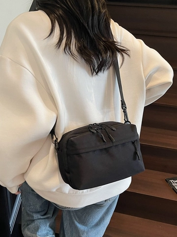 Damen Leichtgewicht Nylon Umhängetasche Minimalistisch Mehrere Taschen Kleine Quadratische Schultertasche Für Alltag