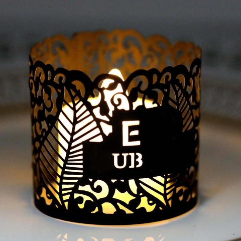 Laser Cut Paper LED Candle Wrapper Lampshade Hollow Out Lace Decoration For Wedding Birthday Festive Party Table Ornament