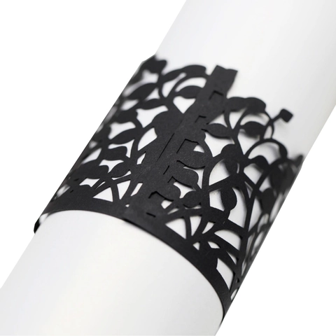 Ronds de Serviette en Papier Découpés au Laser Fleur de Rose Ajouré Boucles pour Mariage Banquet Fête Décoration de Table