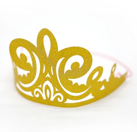 Gold Glitter Birthday Crown Hat Laser Cut Cardboard Decorative Tiara With Elastic String For Kids Adults Party Favors