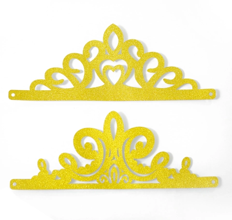 Gold Glitter Birthday Crown Hat Laser Cut Cardboard Decorative Tiara With Elastic String For Kids Adults Party Favors