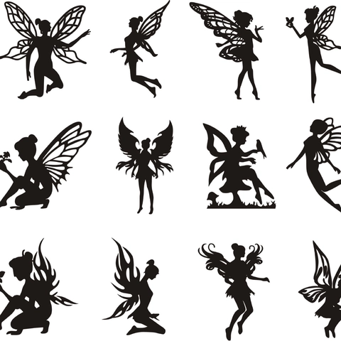 Cartes Silhouette de Fée Découpées au Laser en Carton Noir Ailes d'Ange Papillon Licorne Décoration pour Fêtes DIY