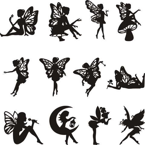 Cartes Silhouette de Fée Découpées au Laser en Carton Noir Ailes d'Ange Papillon Licorne Décoration pour Fêtes DIY