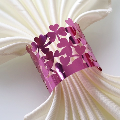 Laser Cut Hollow Clover Heart Napkin Rings Glitter Cardstock Napkin Buckles For Wedding Party Banquet Table Decoration