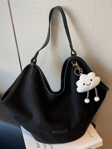 Borsa Tote in Pelle PU da Donna Grande Capacità Borsa a Spalla Casual Vintage Con Ciondolo a Nuvola Borsa a Mano Pendolare Moda Shopping Bag