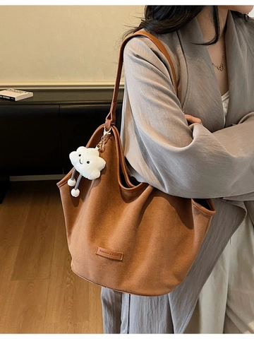 Borsa Tote in Pelle PU da Donna Grande Capacità Borsa a Spalla Casual Vintage Con Ciondolo a Nuvola Borsa a Mano Pendolare Moda Shopping Bag