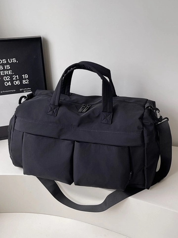 Large Capacity Nylon Travel Duffel Bag For Women Lightweight Gym Sports Bag With Shoe Compartment Dry Wet Separation Shoulder Bag