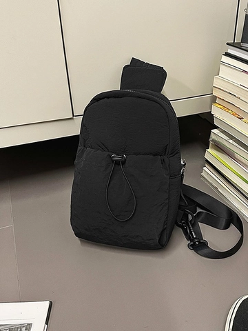 Fashion Nylon Mini Backpack Convertible Chest Bag Lightweight Drawstring Shoulder Bag Casual Commuter Daypack For Men Women