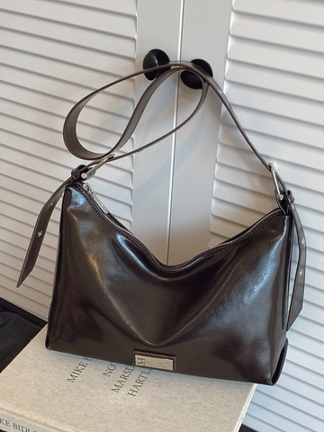 Vintage PU Leather Hobo Underarm Bag For Women Retro Maillard Pleated Dumpling Shoulder Crossbody Bag With Adjustable Strap