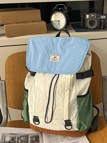 Zaino da Esterno in Nylon Patchwork per Studenti Grande Piccola Capacità Leggero Impermeabile Gualcito Zaino da Viaggio