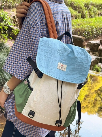 Zaino da Esterno in Nylon Patchwork per Studenti Grande Piccola Capacità Leggero Impermeabile Gualcito Zaino da Viaggio