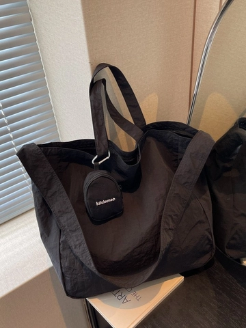 Bolso Tote de Lona Plisada de Gran Capacidad para Mujer Moda Color Sólido Casual Bolso de Hombro Bandolera Diario