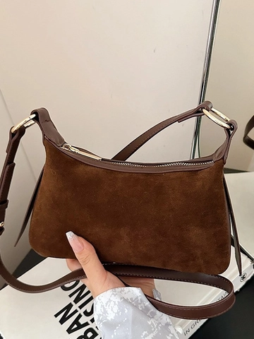 Retro Suede Underarm Bag For Women Minimalist Solid Color Shoulder Bag With Adjustable Strap Fashion Crossbody Dumpling Bag