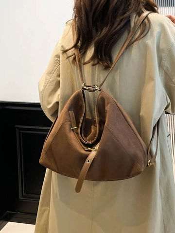 Large Capacity Suede Tote Bag Women Vintage Retro Casual Hobo Shoulder Bag Adjustable Strap Commuting Work Handbag Travel Bag