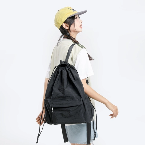Mochila de Nylon para Mujer Ligera de Gran Capacidad con Cordón Simple Mochila Escolar de Deportes Viajes Impermeabile Plegable