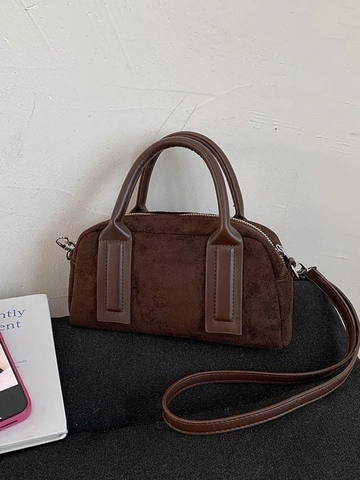 Vintage Damen Bowlingtasche Aus PU Leder In Wildlederoptik Große Kapazität Für Den Alltag Retro Design Schulter Crossbody Tasche