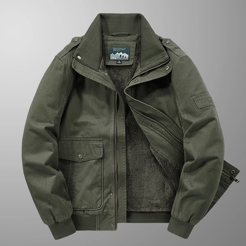 Giacca Cargo da Uomo Invernale Foderata in Pile Cotone Casual Workwear Antivento Cappotto Caldo Con Colletto Risvoltato e Tasche