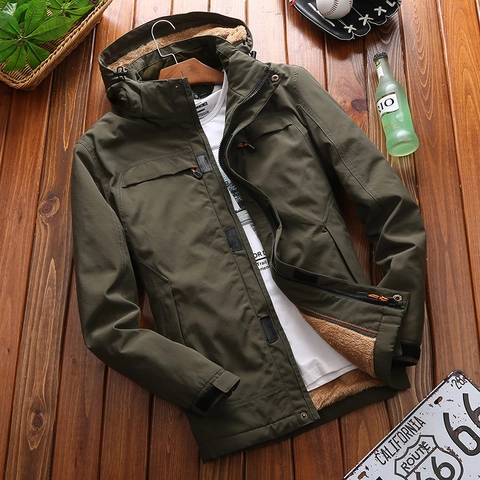 Giacca da Uomo Invernale con Cappuccio Foderata in Pile Impermeabile Antivento Calda Parka da Montagna Cappotto Casual Multitasche