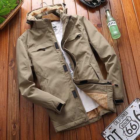 Giacca da Uomo Invernale con Cappuccio Foderata in Pile Impermeabile Antivento Calda Parka da Montagna Cappotto Casual Multitasche