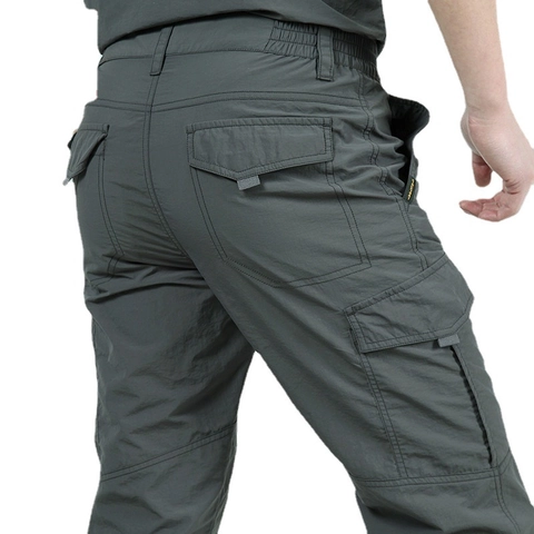 Pantaloni Cargo da Uomo ad Asciugatura Rapida Pantaloni Lunghi Tattici Traspiranti Leggeri con Tasche Multiple per Escursionismo Campeggio Pesca