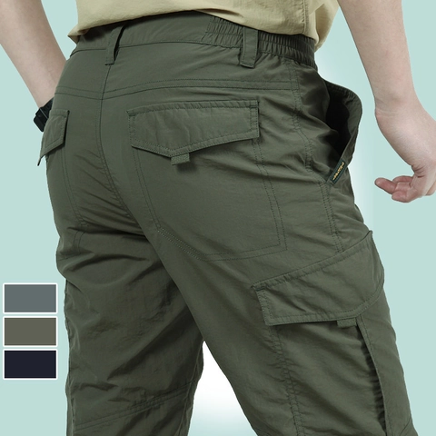 Pantaloni Cargo da Uomo ad Asciugatura Rapida Pantaloni Lunghi Tattici Traspiranti Leggeri con Tasche Multiple per Escursionismo Campeggio Pesca