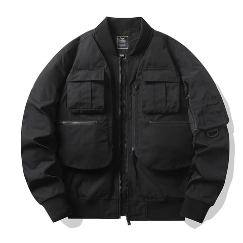 Herren Retro Mehrfachtaschen Bomberjacke Wasserdicht Winddicht Workwear Polyester Fliegerjacke Taktische Jacke Mantel