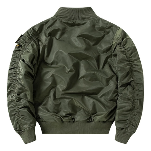 Chaqueta de Vuelo Bomber MA-1 para Hombre Acolchada de Nailon Engrosado Resistente al Viento Multi Bolsillo Abrigo de Trabajo Militar Con Parches