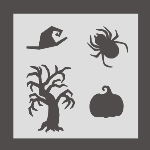 Set di Sagome per Pittura PET Halloween Strega Zucca Pipistrello Ragno Intaglio Laser Modelli di Disegno DIY per Artigianato Bambini
