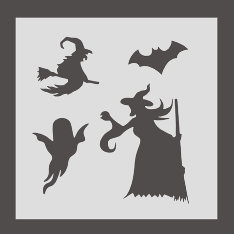 Set di Sagome per Pittura PET Halloween Strega Zucca Pipistrello Ragno Intaglio Laser Modelli di Disegno DIY per Artigianato Bambini
