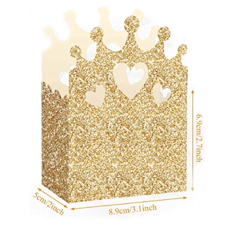 Gold Glitzer Laserschnitt Krone Schloss Herz Form Hochzeit Bonbonschachteln Hohl Schokolade Geschenkbox Papier Party Tasche