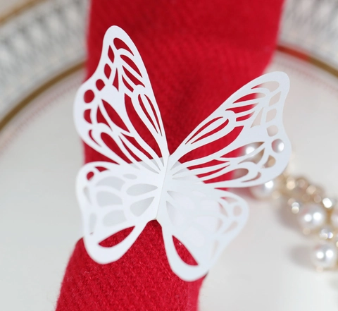 Ronds de Serviette Papillon Creux Support de Serviette en Papier Élégant Décor de Table Découpe Laser pour Mariage Banquet Fête