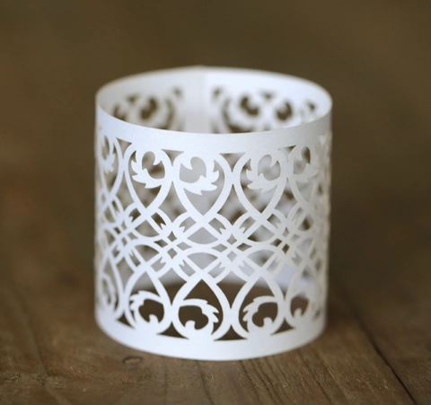 Laser Cut Hollow Paper Candle Lampshade Wrap Heart Floral Pattern Decorative Tea Light Holder For Wedding Birthday Party