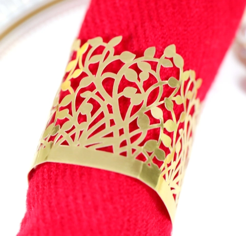 Elegant Laser Cut Pearl Paper Napkin Rings Hollow Leaf Butterfly Design For Wedding Party Banquet Hotel Table Decoration Napkin Holders