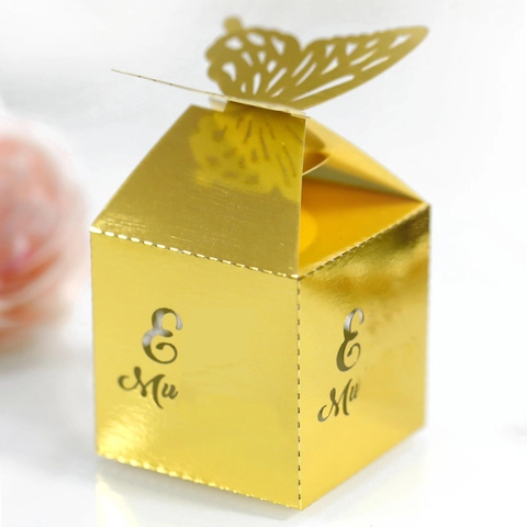 Hollow Out Butterfly Mirror Paper 3D Laser Cut Candy Box Chocolate Packaging Bag For Wedding Party Favors Decorative Gift Box
