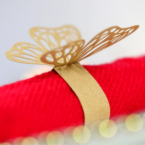 Butterfly Laser Cut Pearl Paper Napkin Ring Elegant Hollow Table Decor For Wedding Banquet Hotel Party Table Decoration