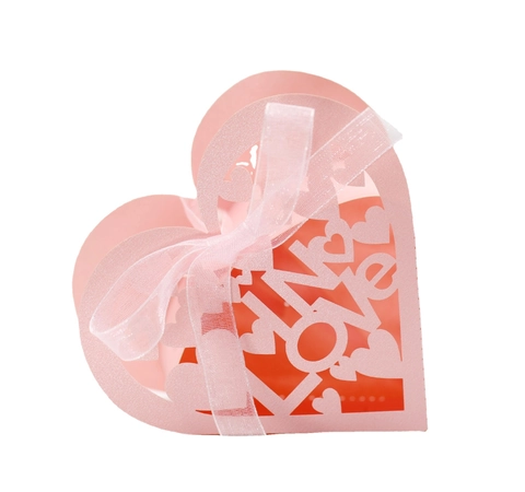 Herzform Laser Geschnitten Hohl LOVE Zuckerschachtel Mit Schleife Für Hochzeit Valentinstag Party Geschenkkarton