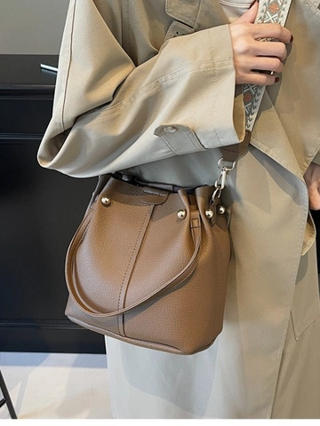 Damen Vintage Litschitextur PU Leder Beuteltasche Breiter Geometrischer Gurt Umhängetasche Lässige Mode Handtasche