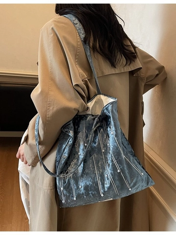Vintage Canvas Perle Umhängetasche Für Damen Große Kapazität Lässige Pendler Handtasche Mit Linienstickerei