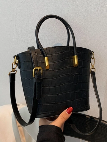 Damen Mode Krokodilmuster PU Leder Beuteltasche Griff Umhängetasche Mit Verstellbarem Schultergurt Für Den Täglichen Gebrauch