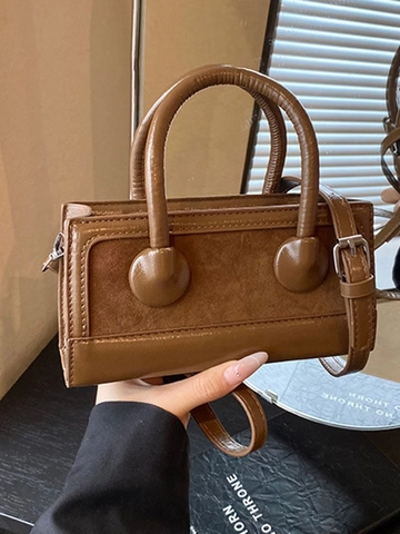 Retro PU Leather Crossbody Bag For Women Vintage Patchwork Leopard Print Small Square Handbag With Adjustable Shoulder Strap Daily Fashion Top Handle Bag