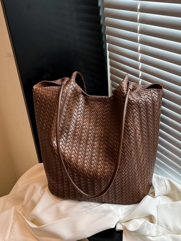 Damen Retro Große Kapazität Gewebte Tragetasche PU Leder Intrecciato Stil Schultertasche Handtasche Für Büro Pendeln Reise