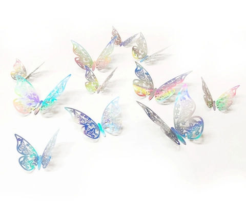 Adesivi Murali Farfalla Traforata 3D Carta Perlata Metallica Farfalle Decorative Fai Da Te Per Decorazione Casa Festa Matrimonio