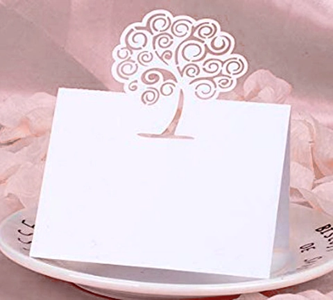 Tarjetas de Lugar para Bodas Caladas con Láser Árbol de la Vida Papel Perlado Tarjetas de Nombre de Mesa para Banquete Fiesta Recepción