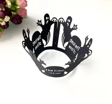 Halloween Laser Gesneden Cupcake-vormpjes Karton Geest Vleermuis Grafsteen Hol Papier Cake Decoratieve Vormpjes Voor Feest Viering
